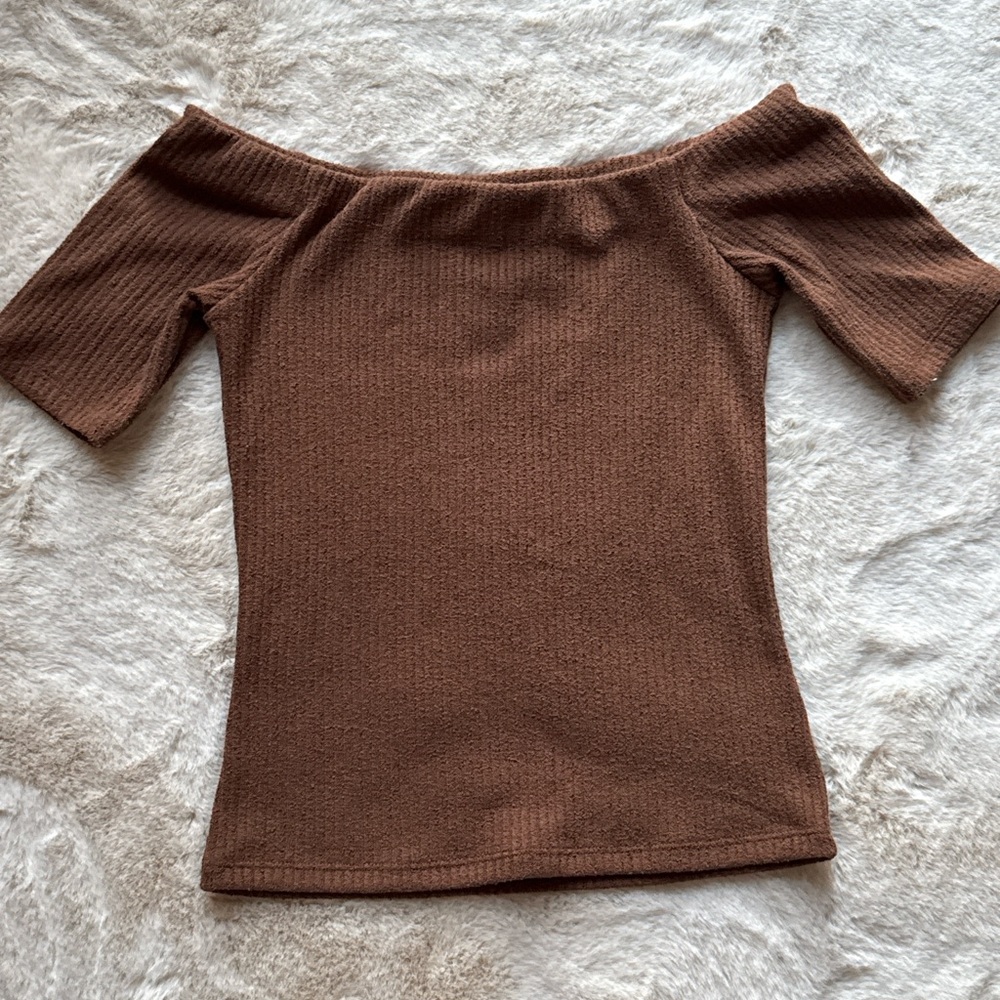 Brown Off-Shoulder Women's Top